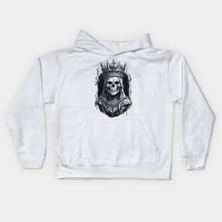 undead skull wearing crown Kids Hoodie